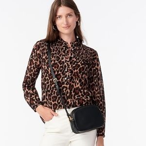 J crew pop over leopard crinkle chiffon
